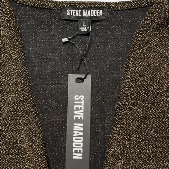 Steve Madden Metallic Knit Long Sleeve Gold Bodysuit NWT Size L - Picture 11 of 13